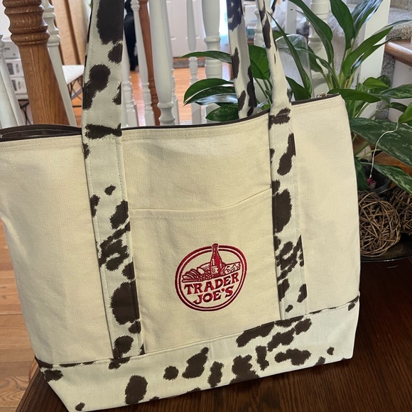 Trader Joe’s Cow print Large Tote - Picture 8 of 12